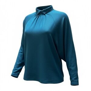 Robert Haik Blouse Women 36/4 Teal Batwing Vintage 80's Minimalist Old Money
